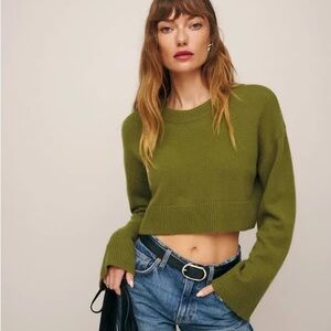 Reformation green crop sweater